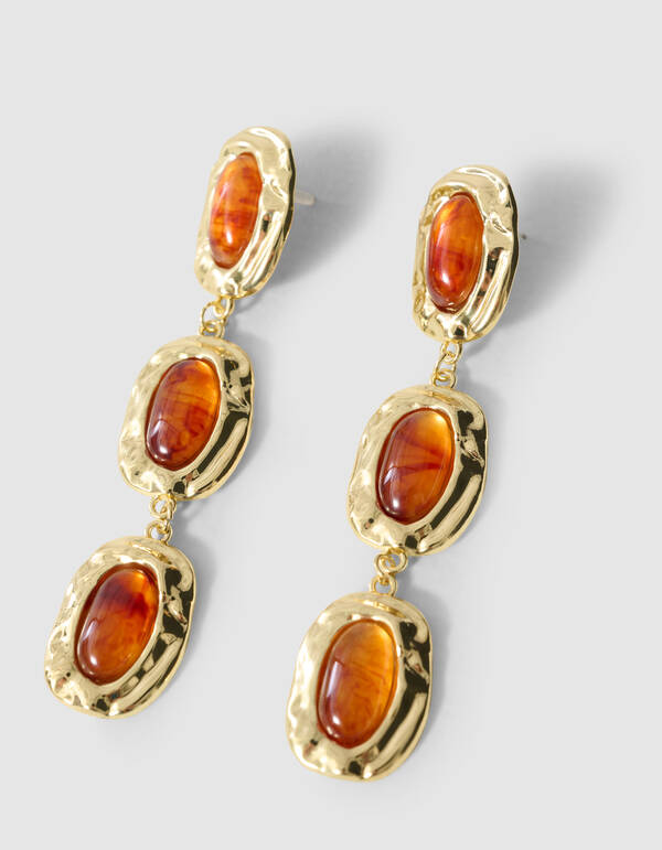 Triple Stone Oorbellen Bruin/Goud SHOEBY ACCESSOIRES