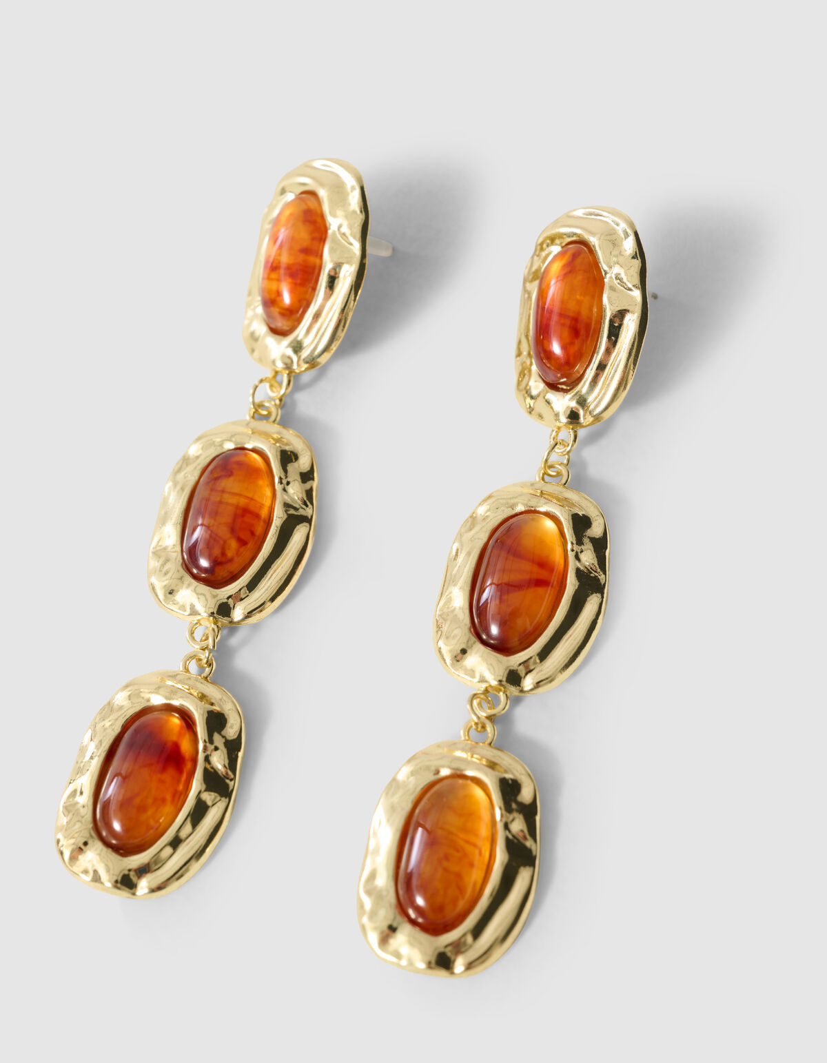 Triple Stone Oorbellen Oranje/Goud SHOEBY ACCESSOIRES