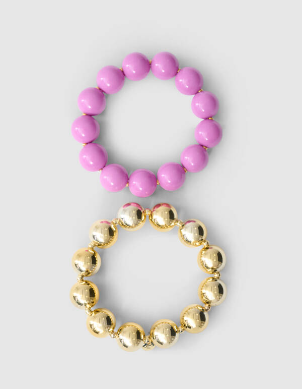 Beaded Armband Set Roze SHOEBY ACCESSOIRES