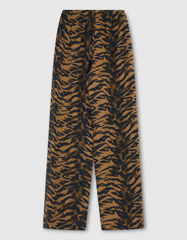 Twist Tiger Wide leg Broek Bruin SHOEBY GIRLS