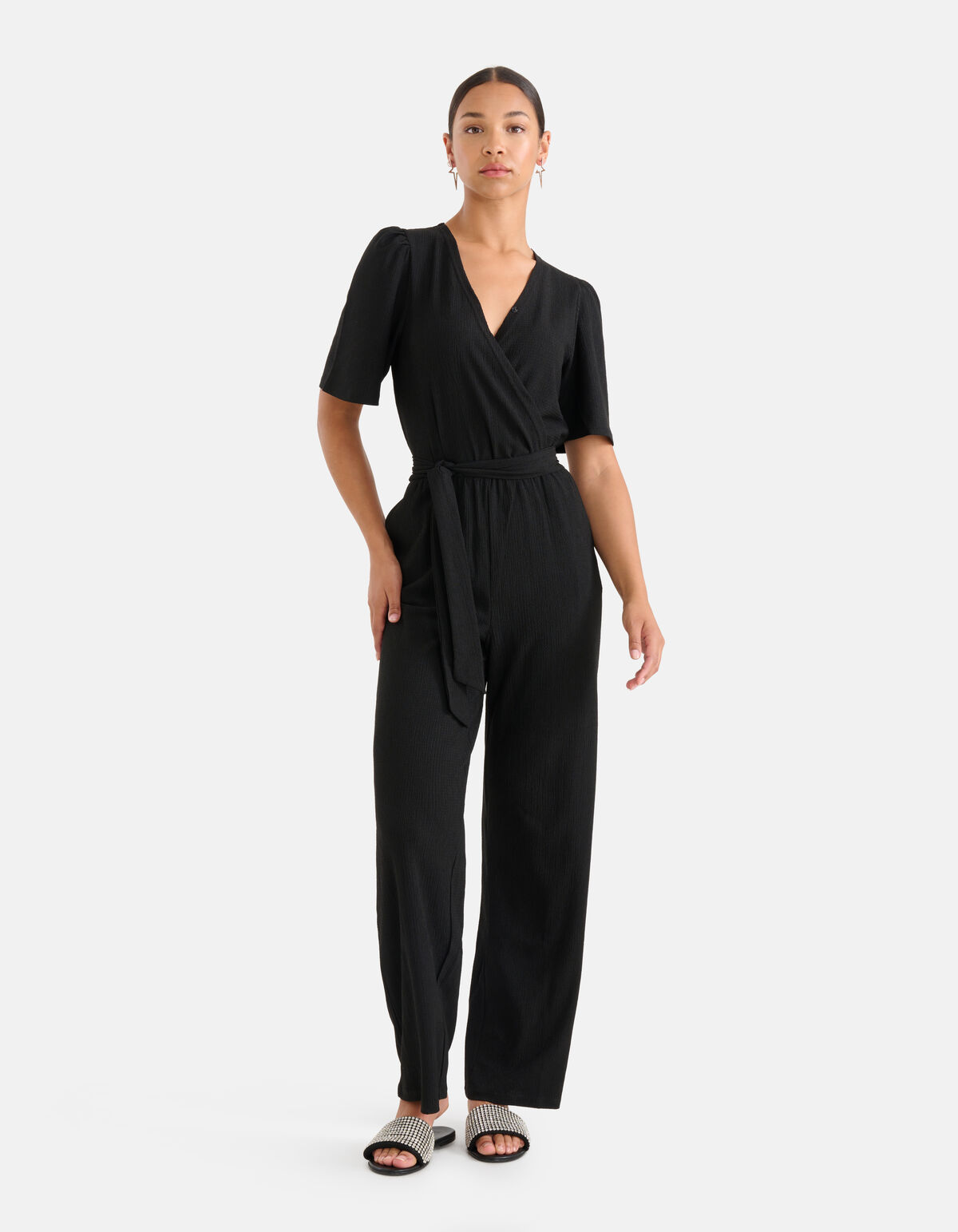 Crinkle Jumpsuit Zwart SHOEBY WOMEN