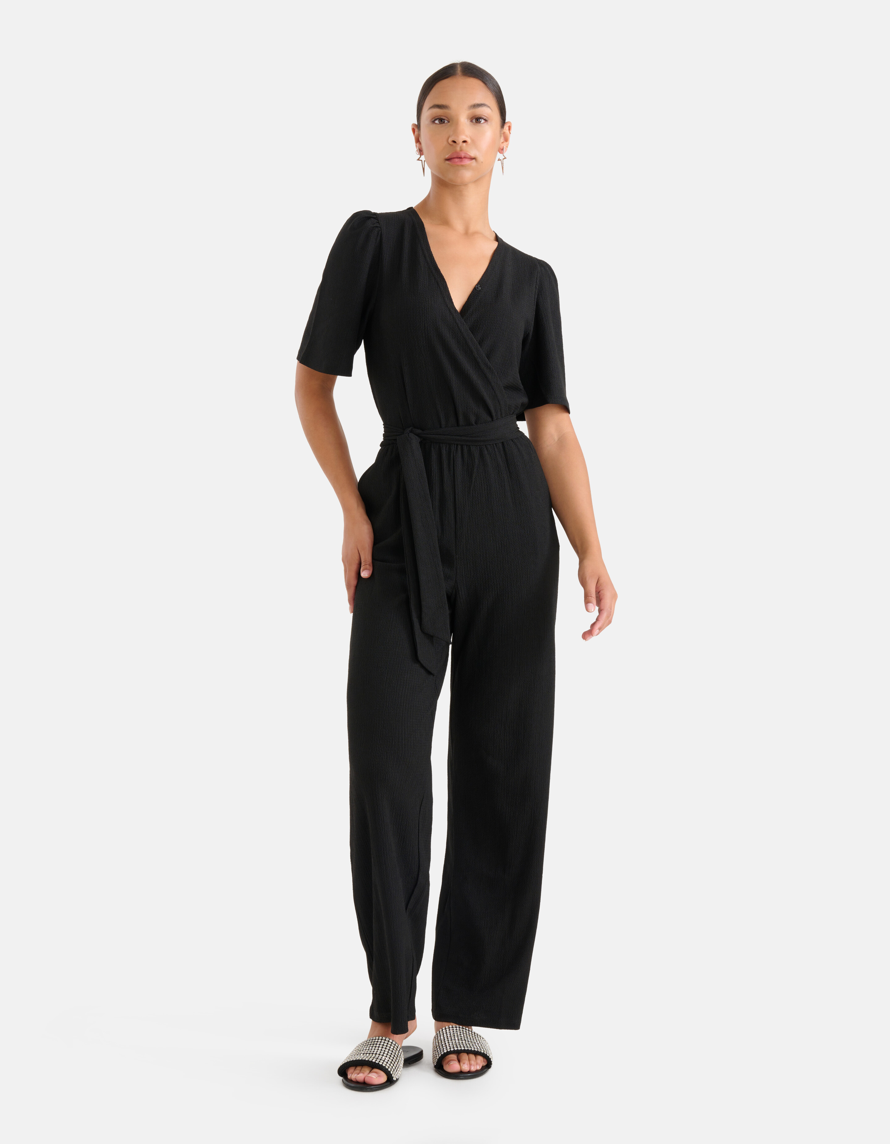 Crinkle Jumpsuit Zwart SHOEBY WOMEN