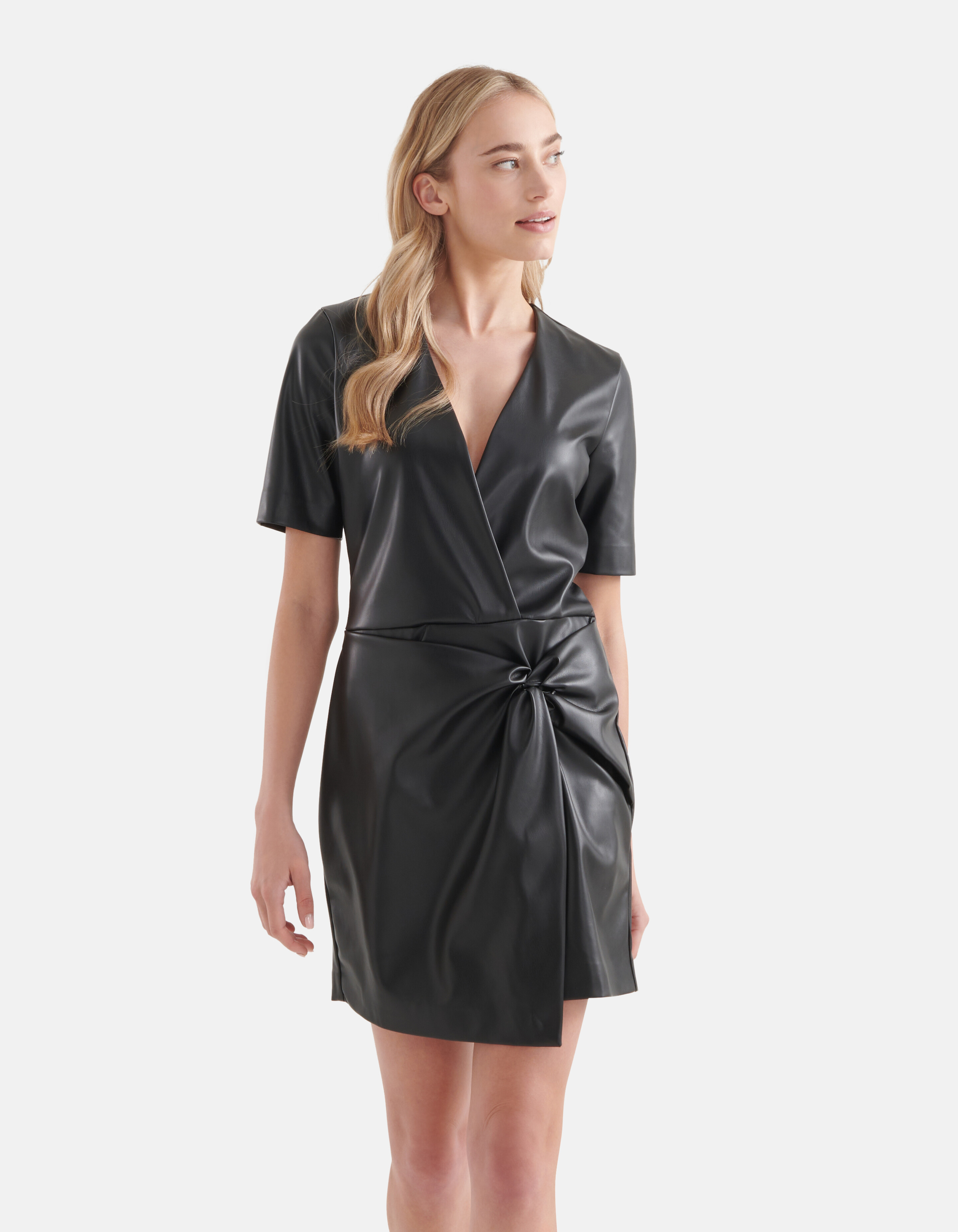 Vegan Leren Knot Jurk Zwart SHOEBY WOMEN