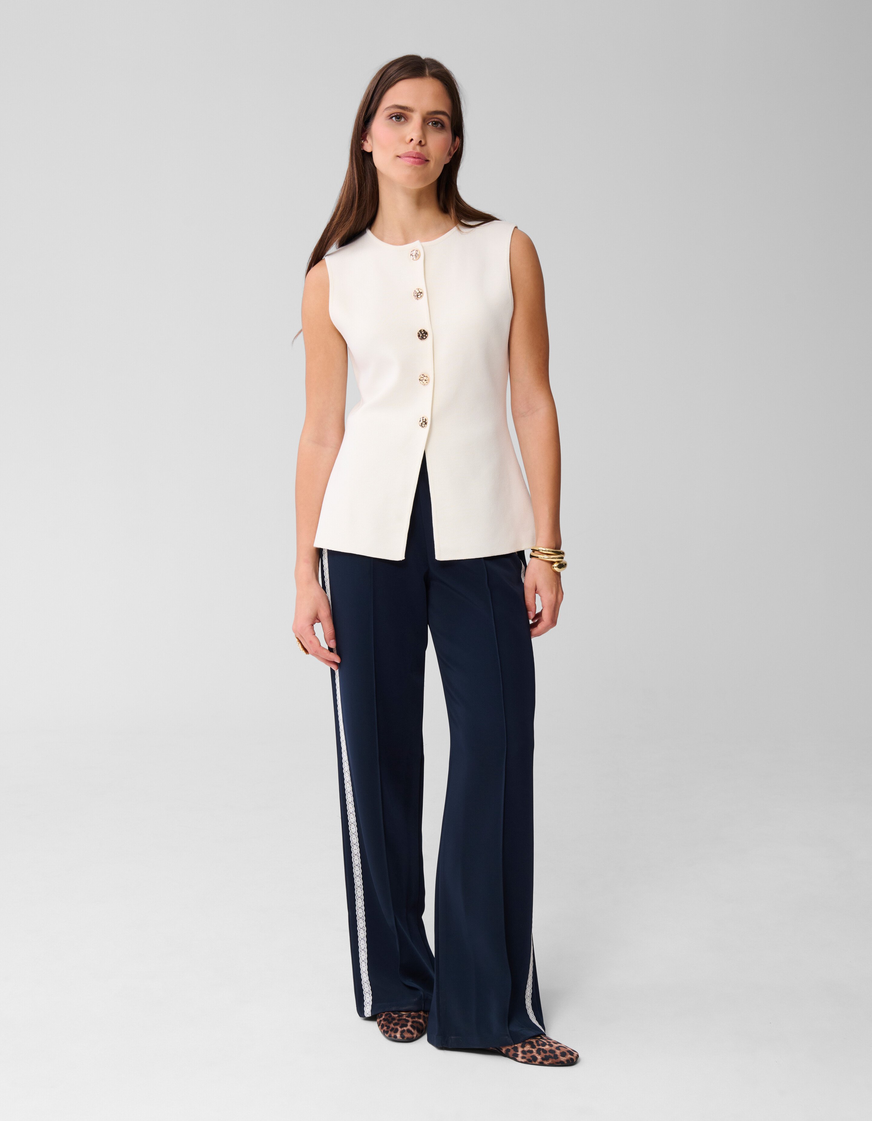 Knit Zandloper Gilet Gebroken Wit SHOEBY WOMEN