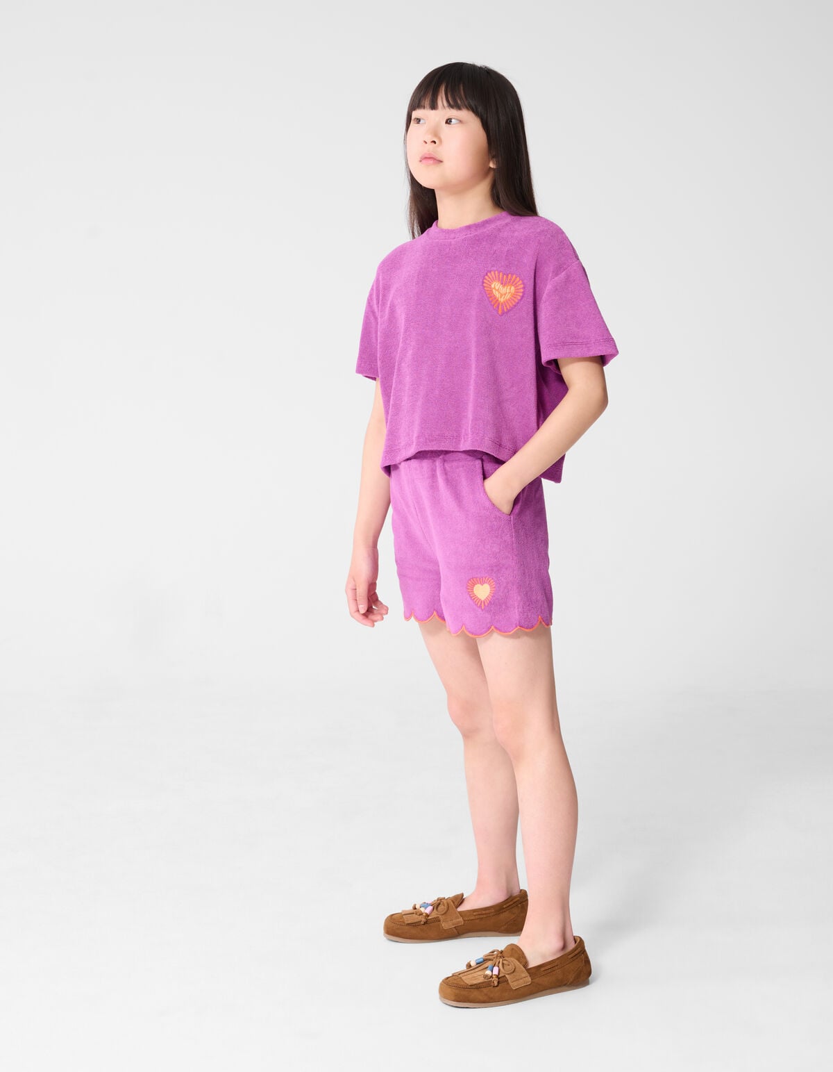 Towelling Heart Short Paars SHOEBY GIRLS