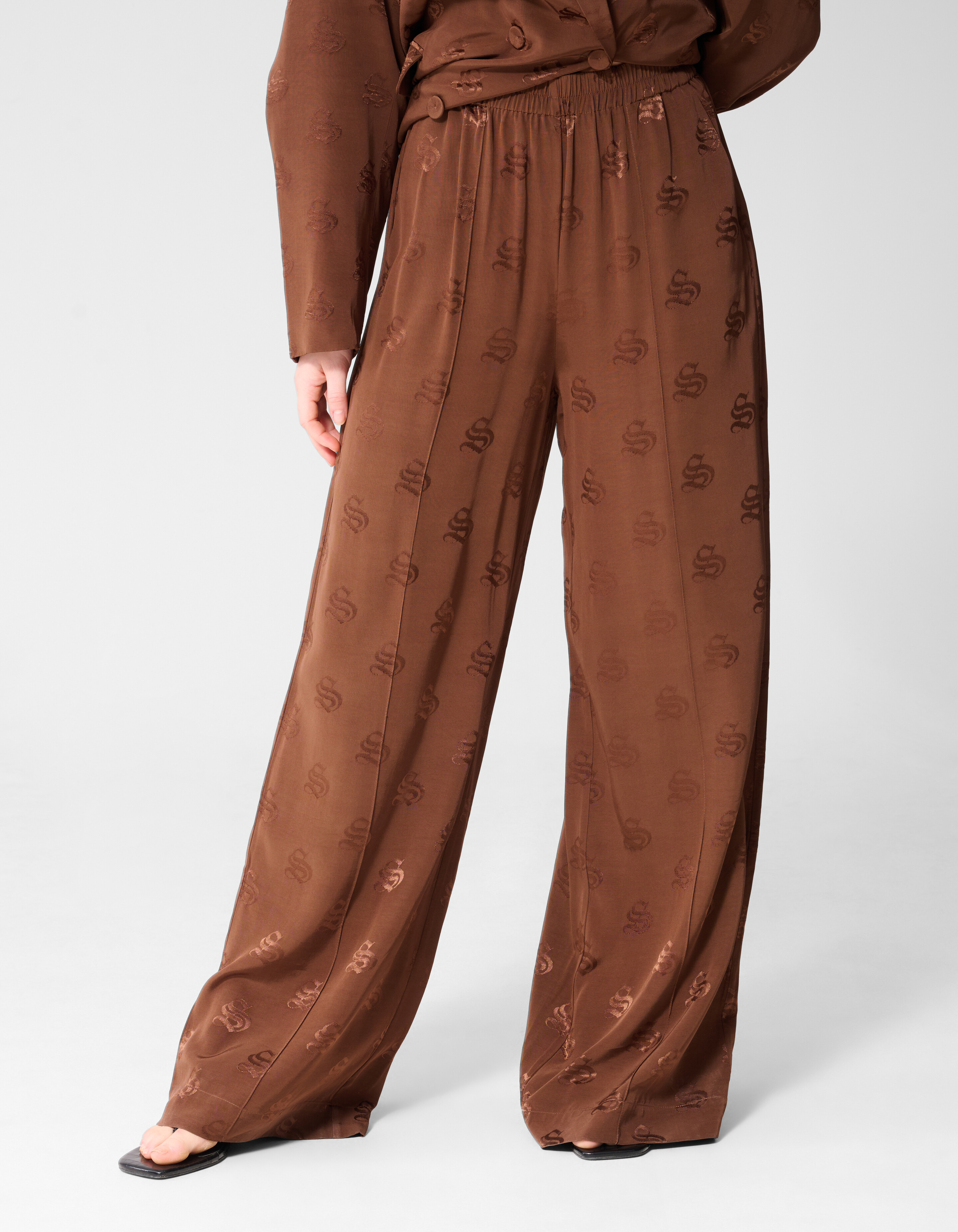 Logo Jacquard Broek Bruin SHOEBY WOMEN