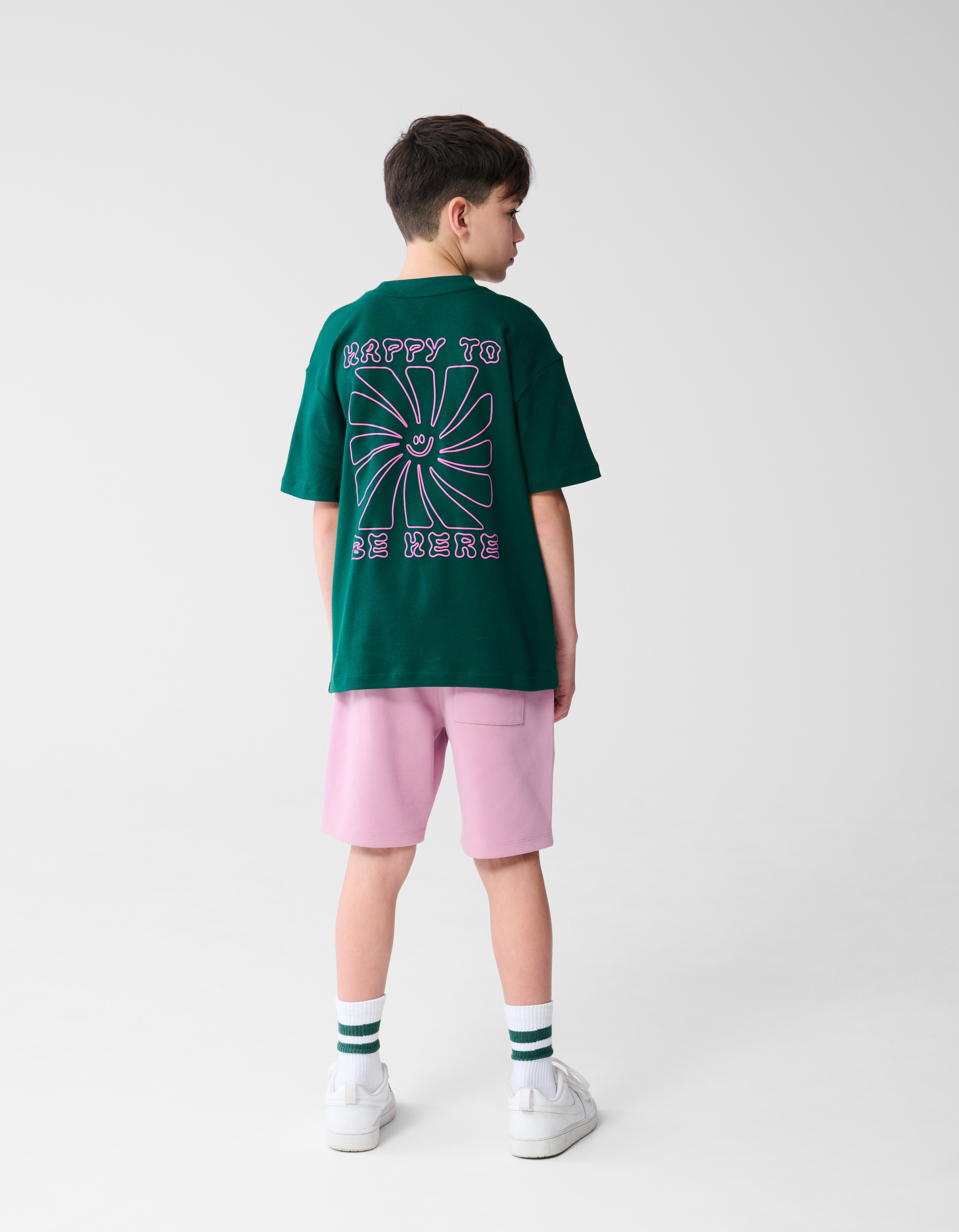 Happy Artwork T-shirt Donkergroen SHOEBY BOYS