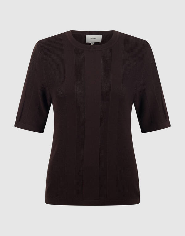 Gebreide Rib Top Donkerbruin By Mieke SHOEBY WOMEN