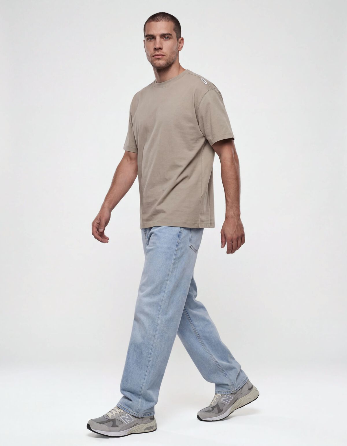 Basis Label T-shirt Lichtgroen SHOEBY MEN