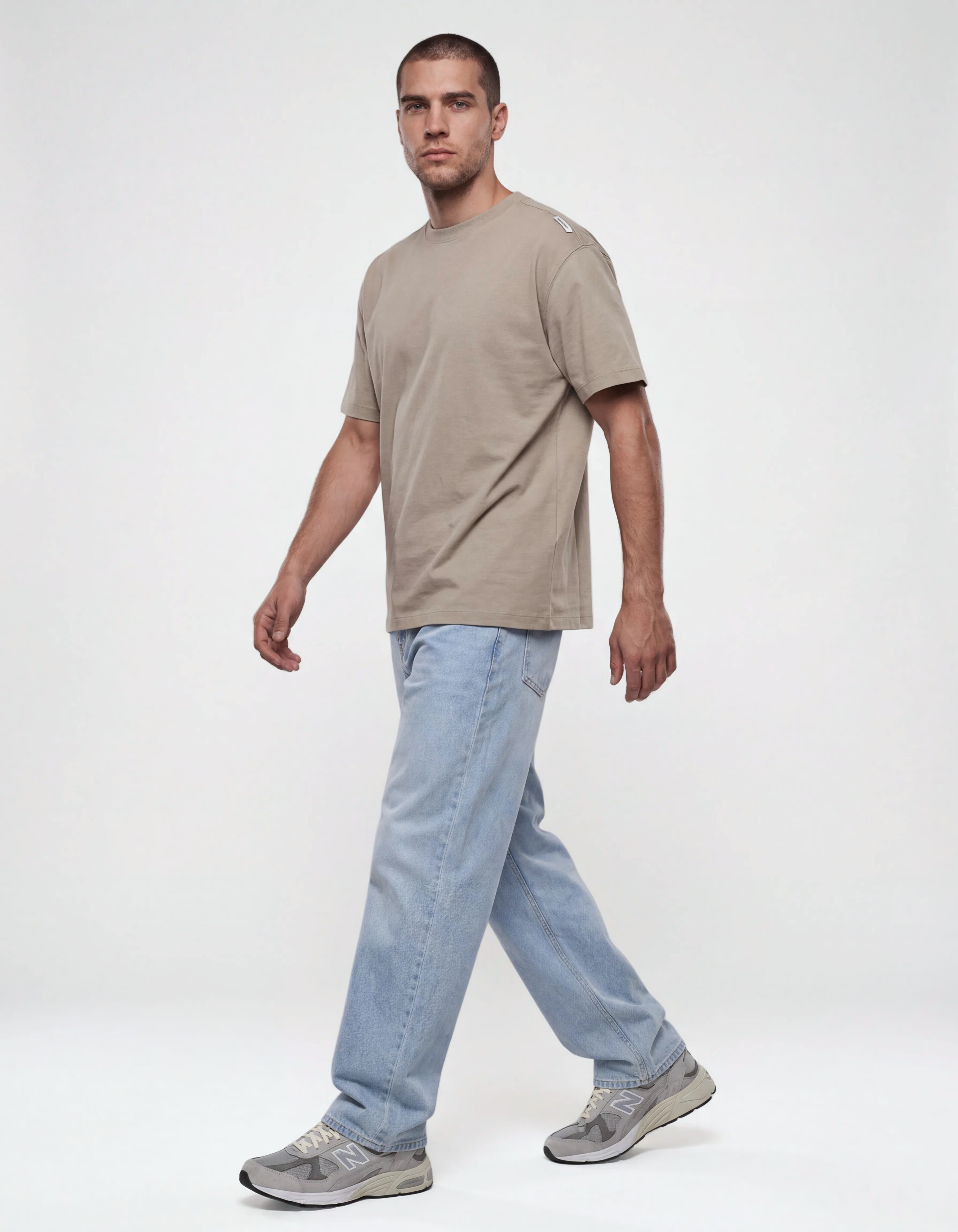 Basis Label T-shirt Lichtgroen SHOEBY MEN