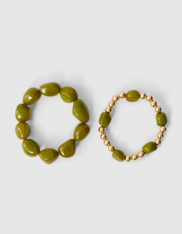 Beaded Armbanden Set Donkergroen SHOEBY ACCESSOIRES