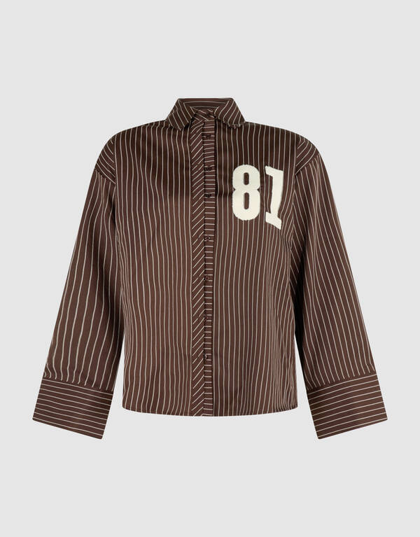 Pinstripe Oversized Fit Blouse Bruin SHOEBY WOMEN