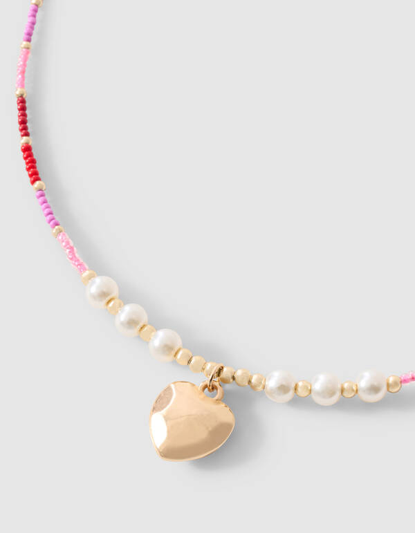 Beaded Heart Ketting Roze SHOEBY ACCESSOIRES