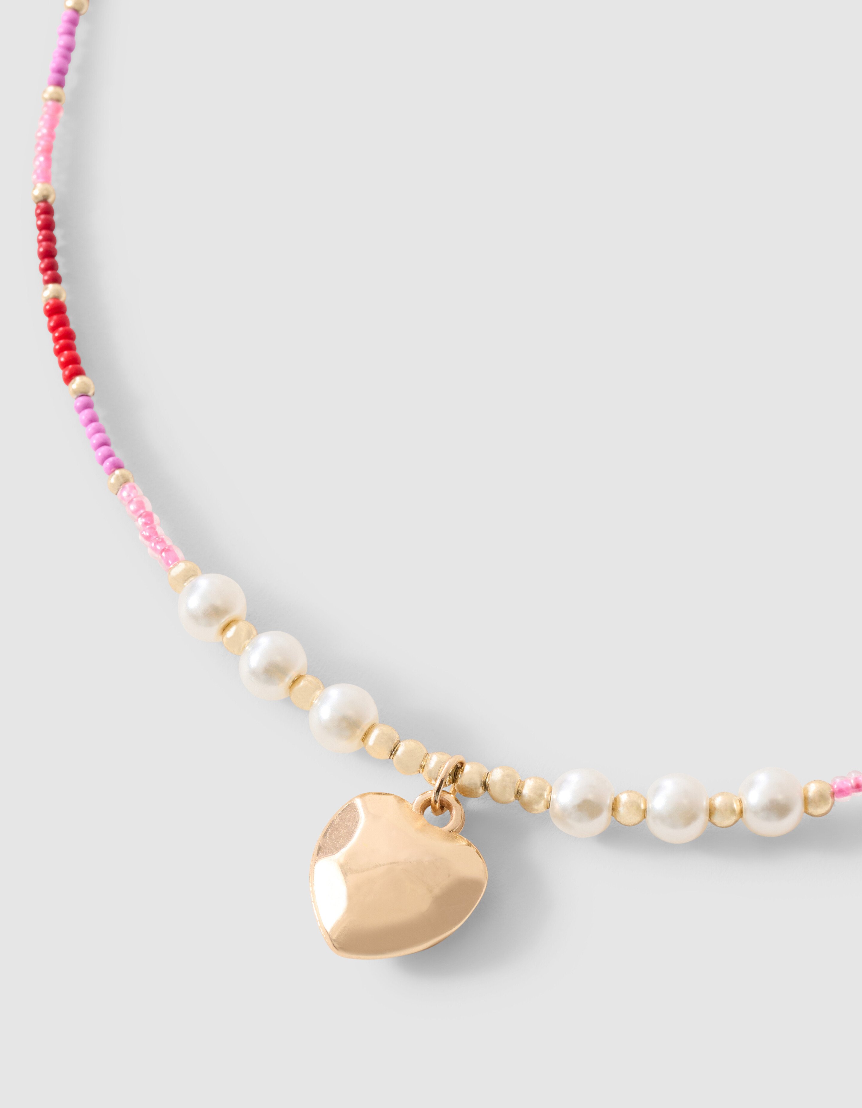 Beaded Heart Ketting Roze SHOEBY ACCESSOIRES