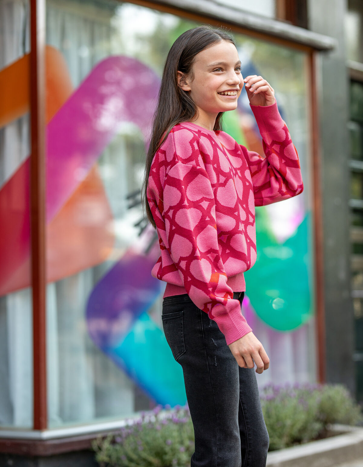 Printed Jacquard Trui Roze SHOEBY GIRLS