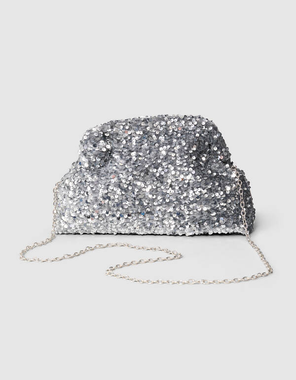 Sequin Clutch Zilver SHOEBY ACCESSOIRES
