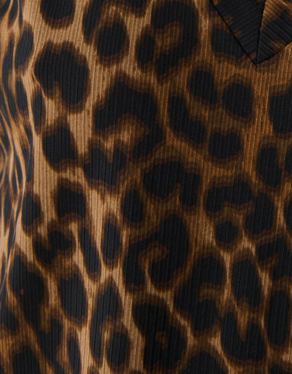 Rib Jersey Leopard Top Bruin SHOEBY WOMEN