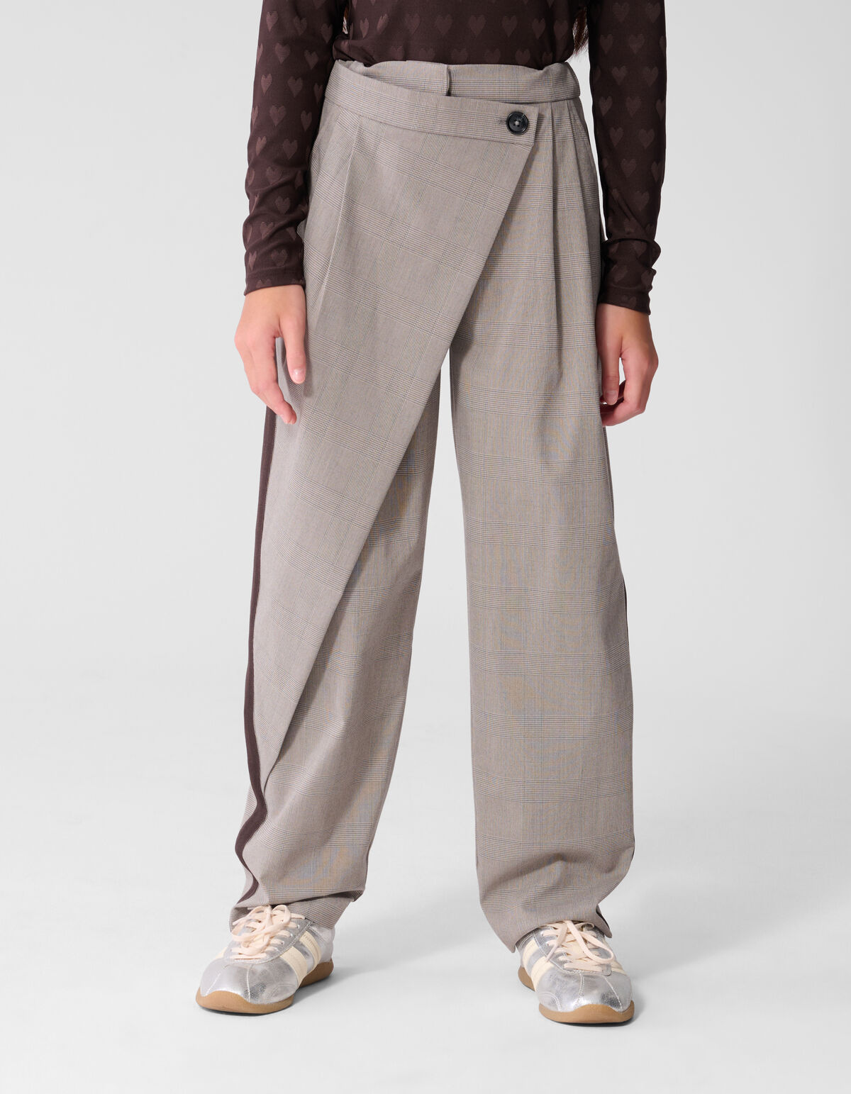 Asymmetrische Ruiten Pantalon Grijs SHOEBY GIRLS