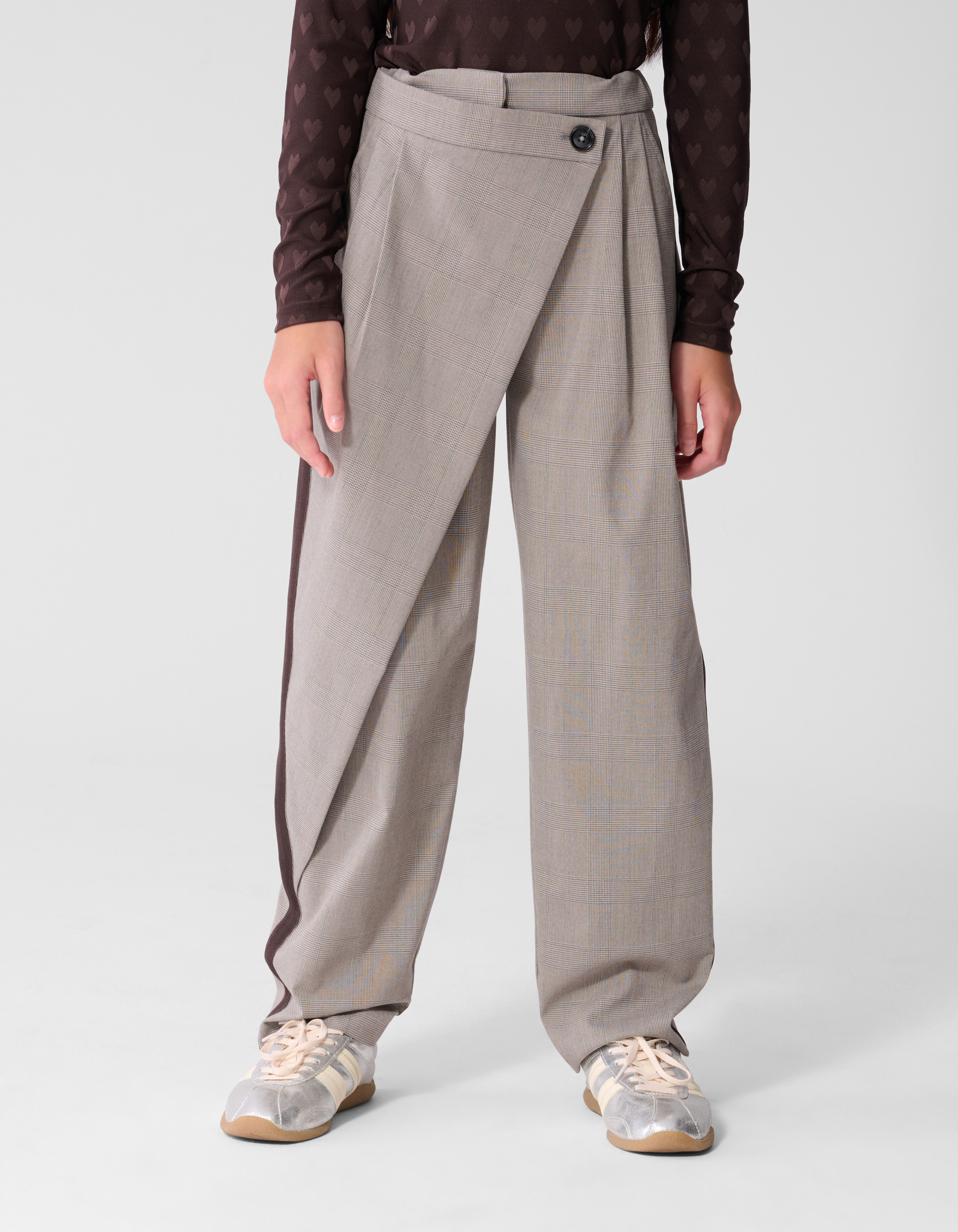 Asymmetrische Ruiten Pantalon Grijs SHOEBY GIRLS
