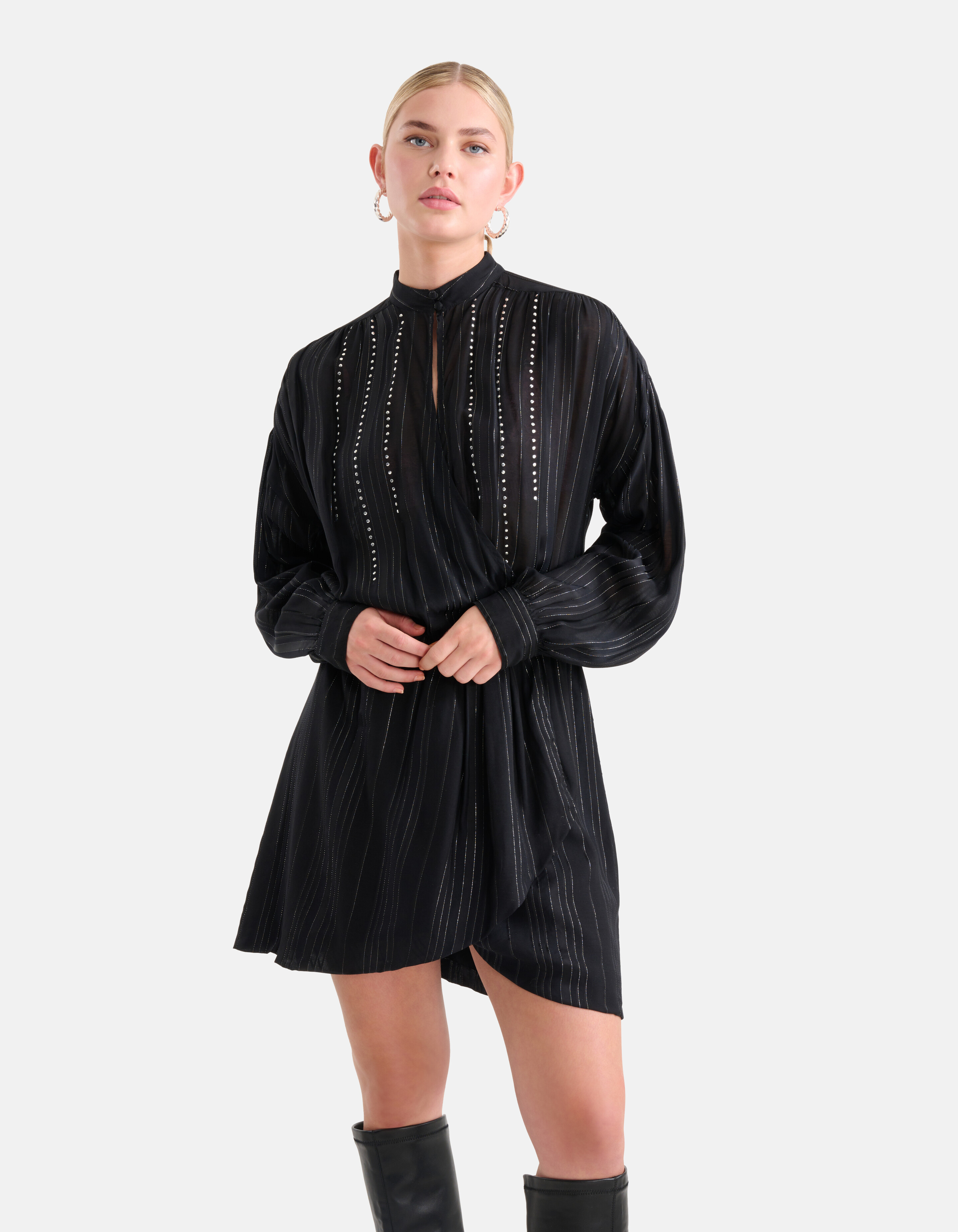 Studs Lurex Jurk Zwart SHOEBY WOMEN