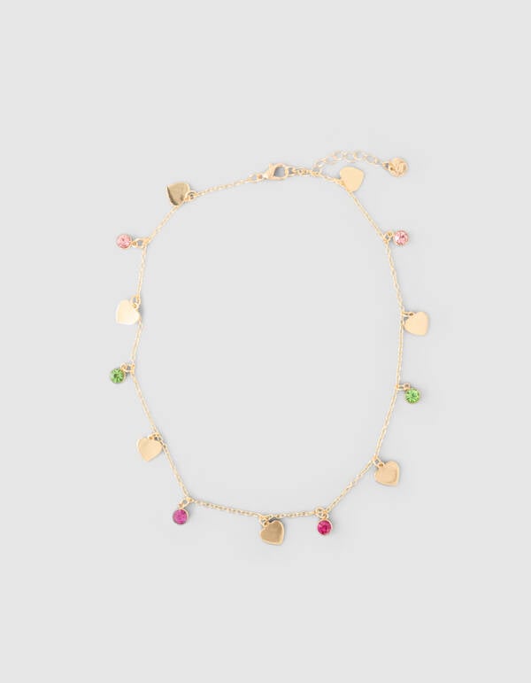 Heart Strass Ketting Goud SHOEBY ACCESSOIRES
