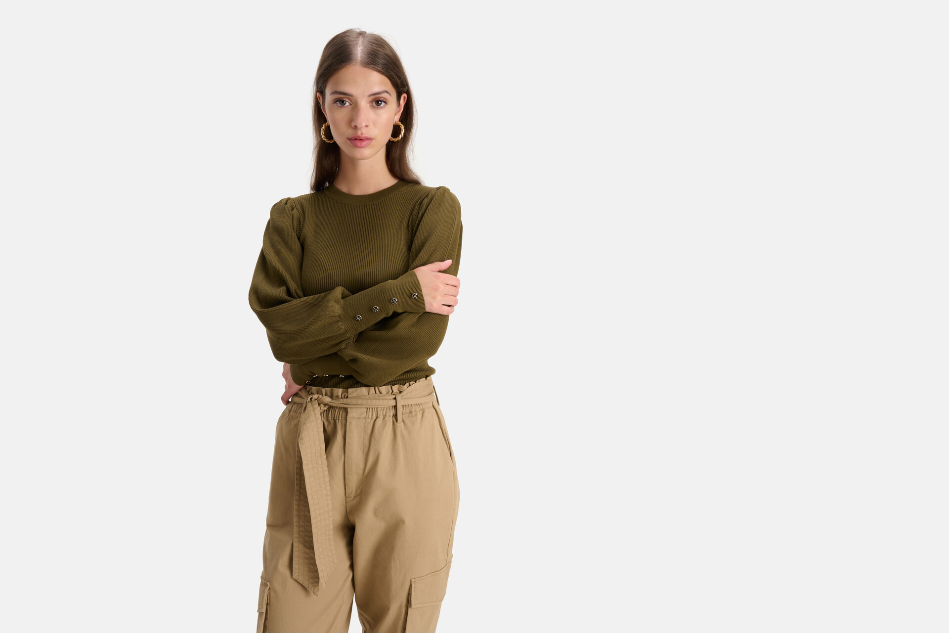 Rib Trui Donkergroen SHOEBY WOMEN