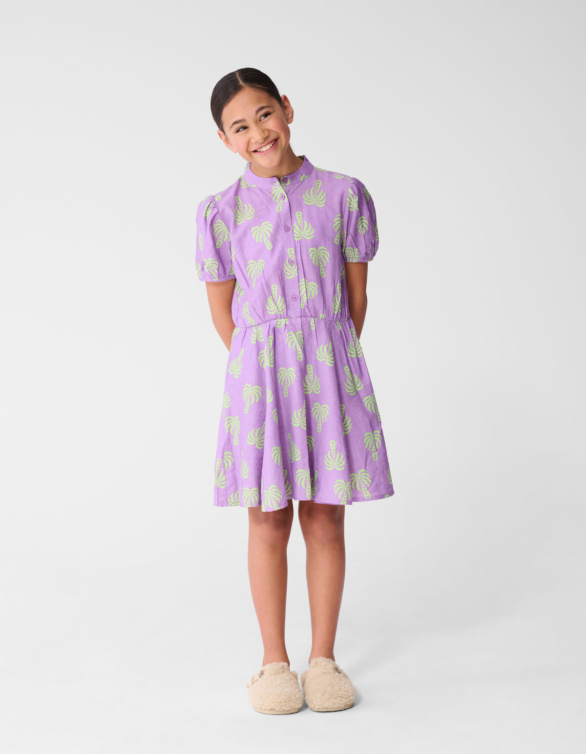 Palm Print Mini Jurk Paars SHOEBY GIRLS