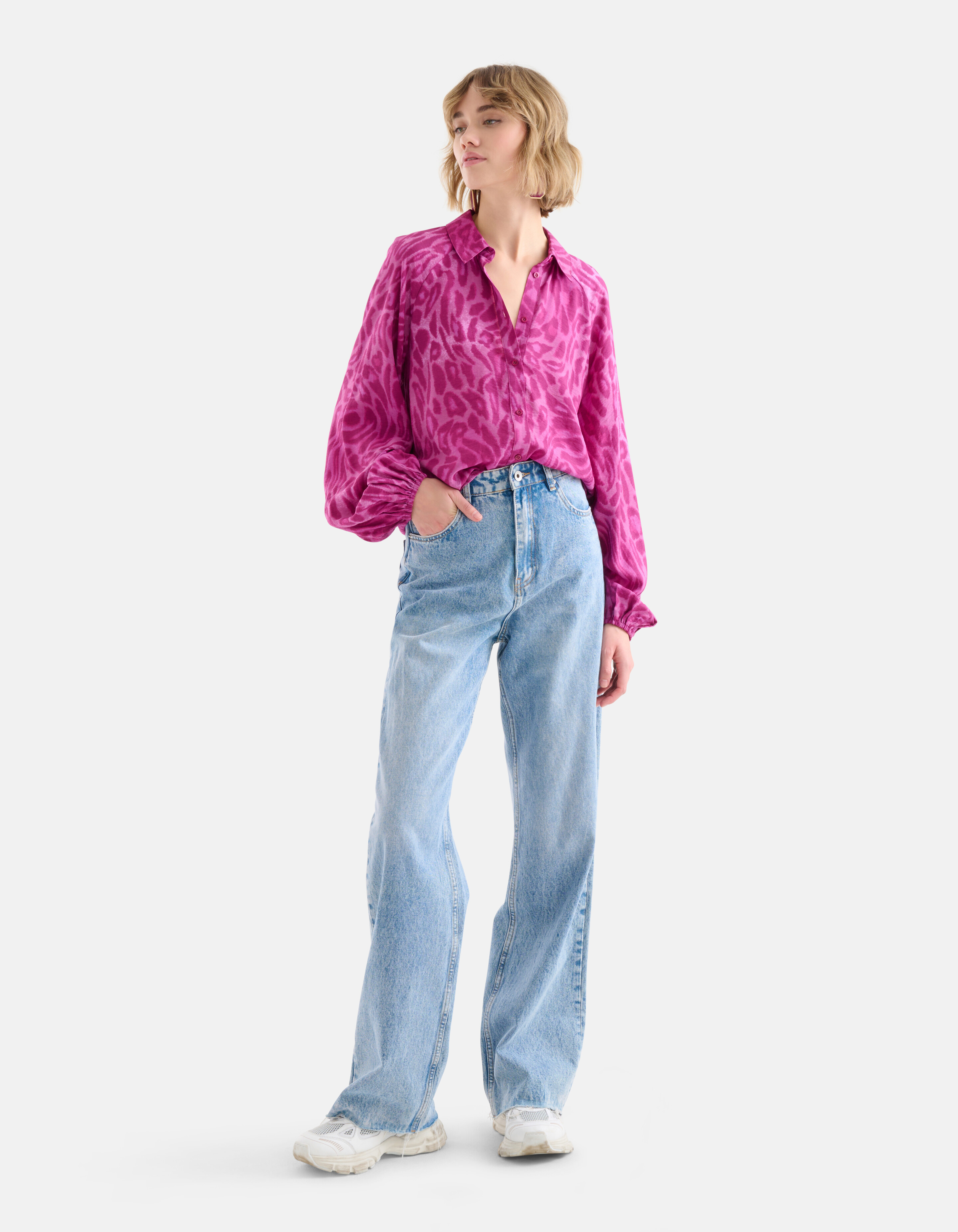 Leopard Print Blouse Roze SHOEBY WOMEN