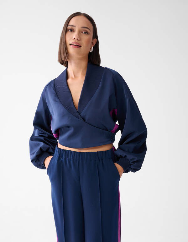 Satijnen Overslag Blouse Donkerblauw SHOEBY WOMEN