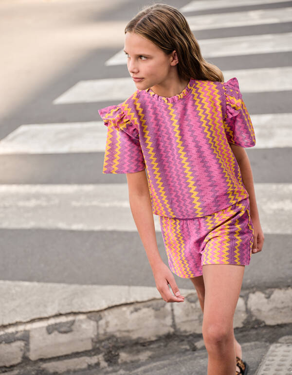 Zigzag Crochet Top Roze SHOEBY GIRLS