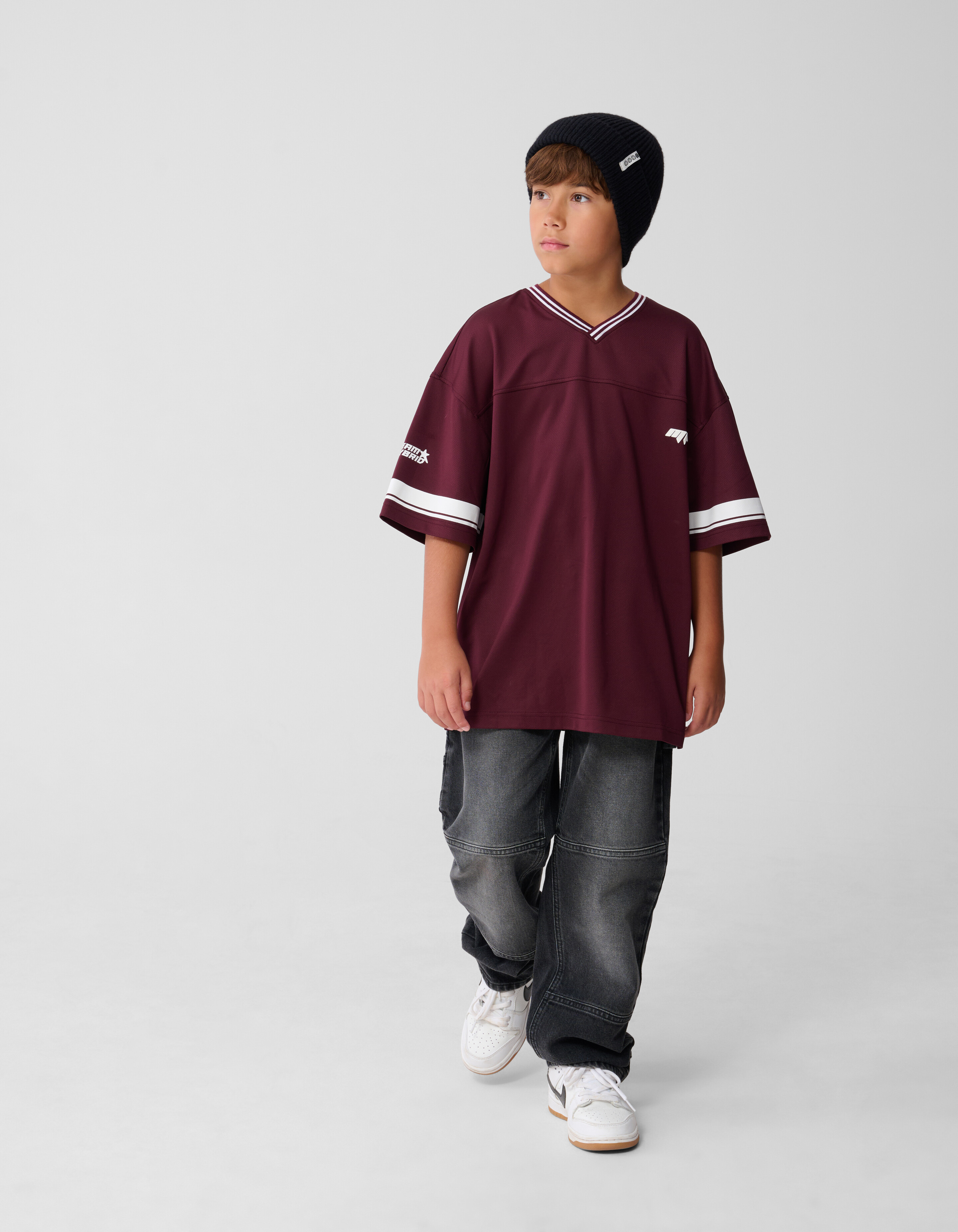Oversized Baseball T-shirt Donkerrood SHOEBY BOYS