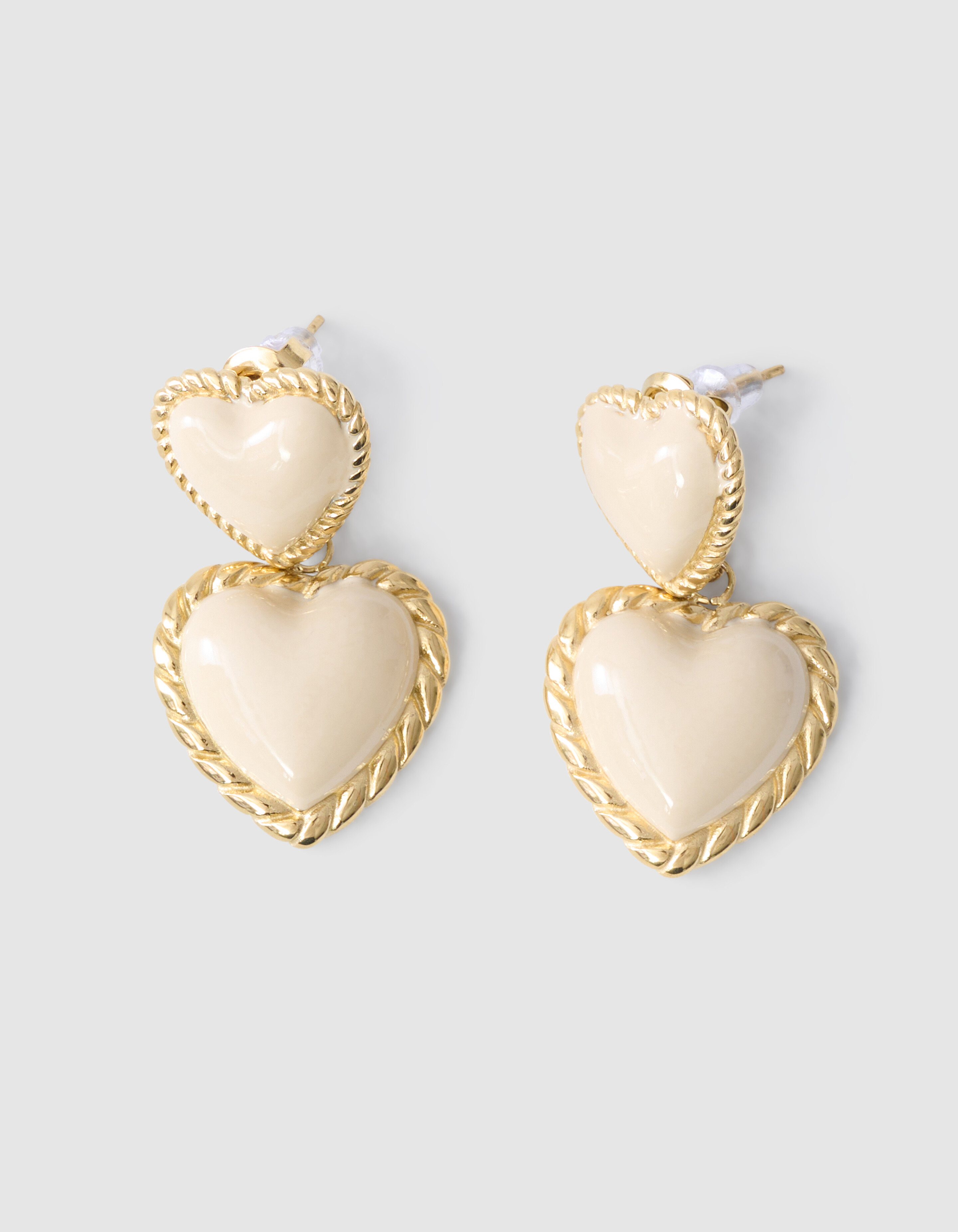 Vintage Heart Oorbellen Gebroken Wit SHOEBY ACCESSOIRES