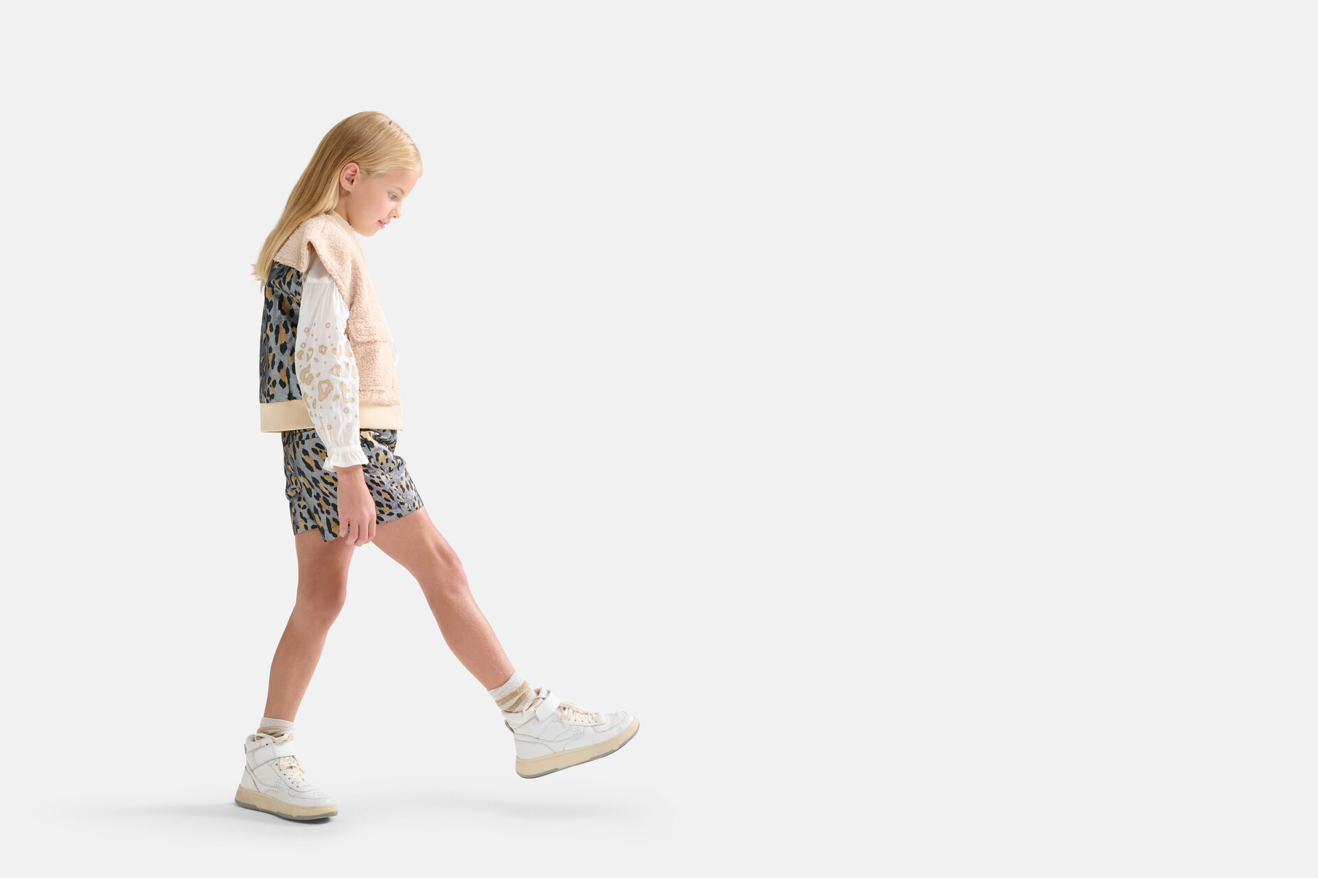 Leopard Teddy Gilet Gebroken Wit SHOEBY GIRLS