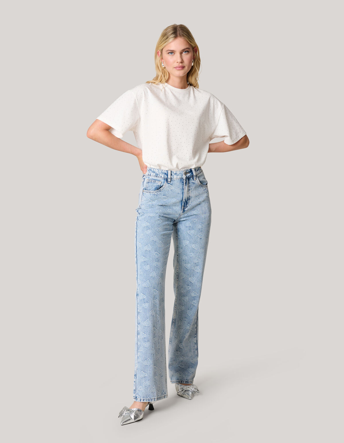 Jacquard Straight Fit Jeans Bleached SHOEBY WOMEN