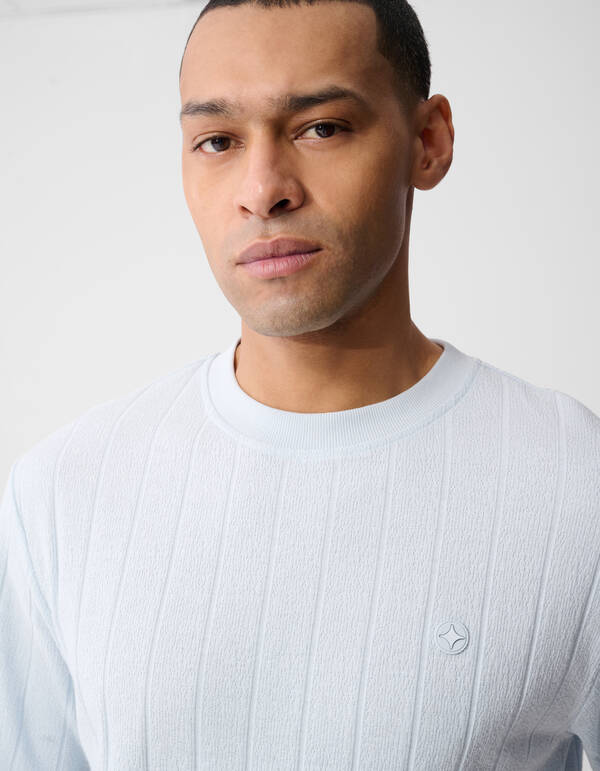 Structuur Stripe Artwork T-shirt Lichtblauw SHOEBY MEN