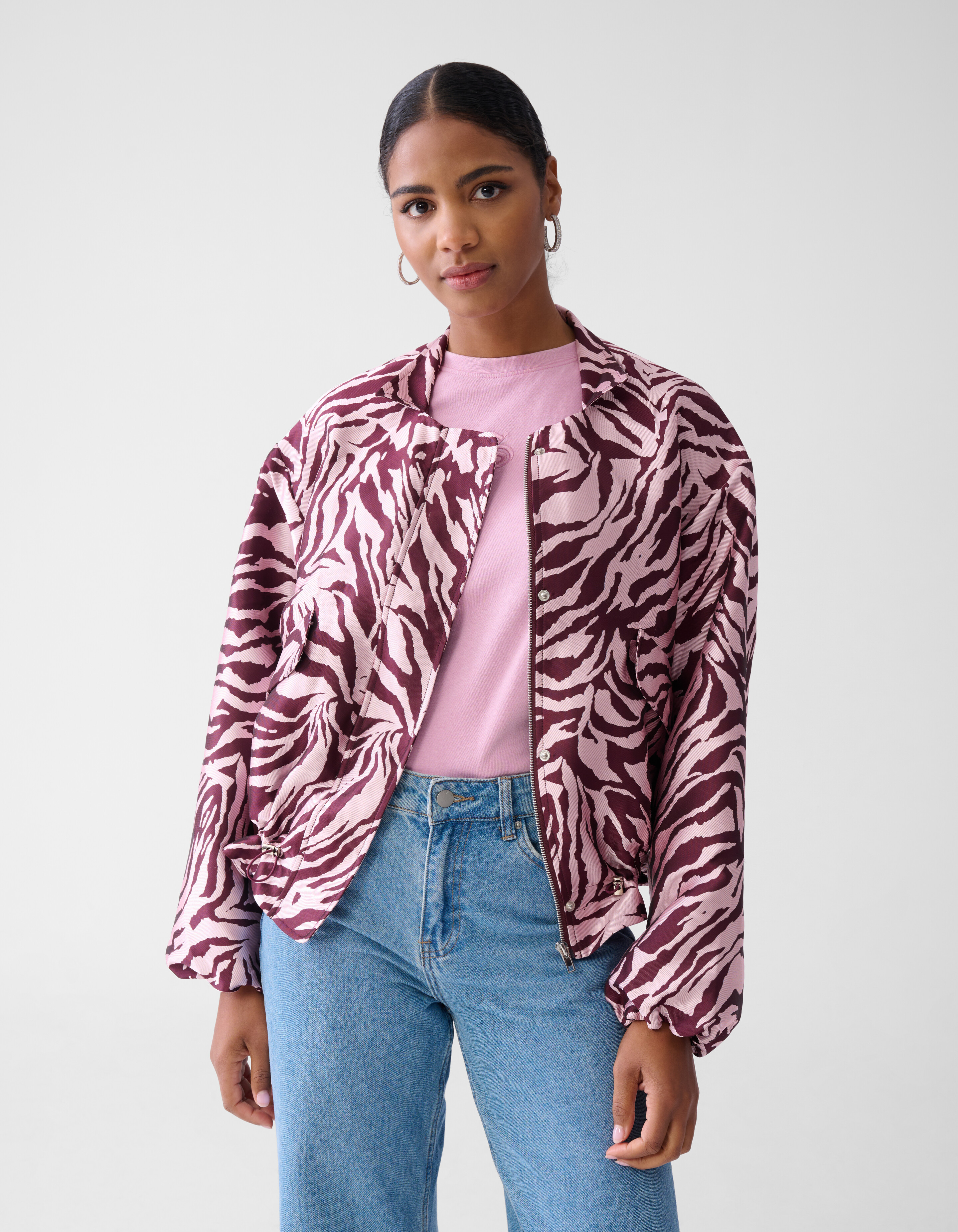 Printed Bomber Donkerrood SHOEBY WOMEN