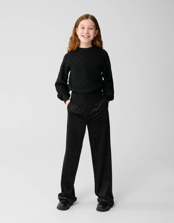 Velvet Wide Leg Broek Zwart SHOEBY GIRLS