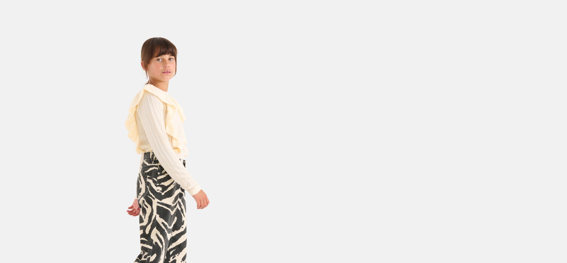 Kabel Ruffle Top Gebroken Wit SHOEBY GIRLS