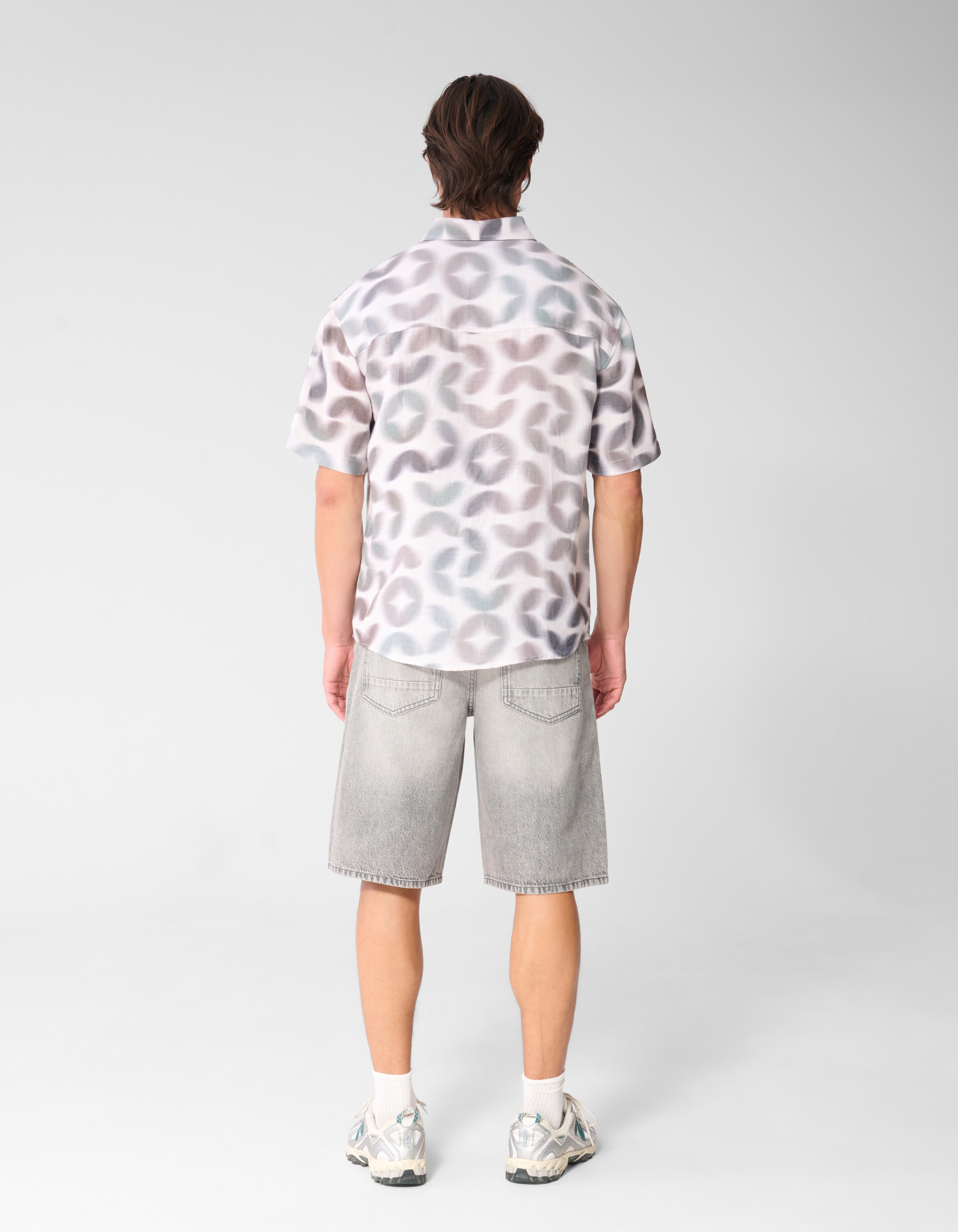 Graphic Spark Print Overhemd Lichtgrijs SHOEBY MEN