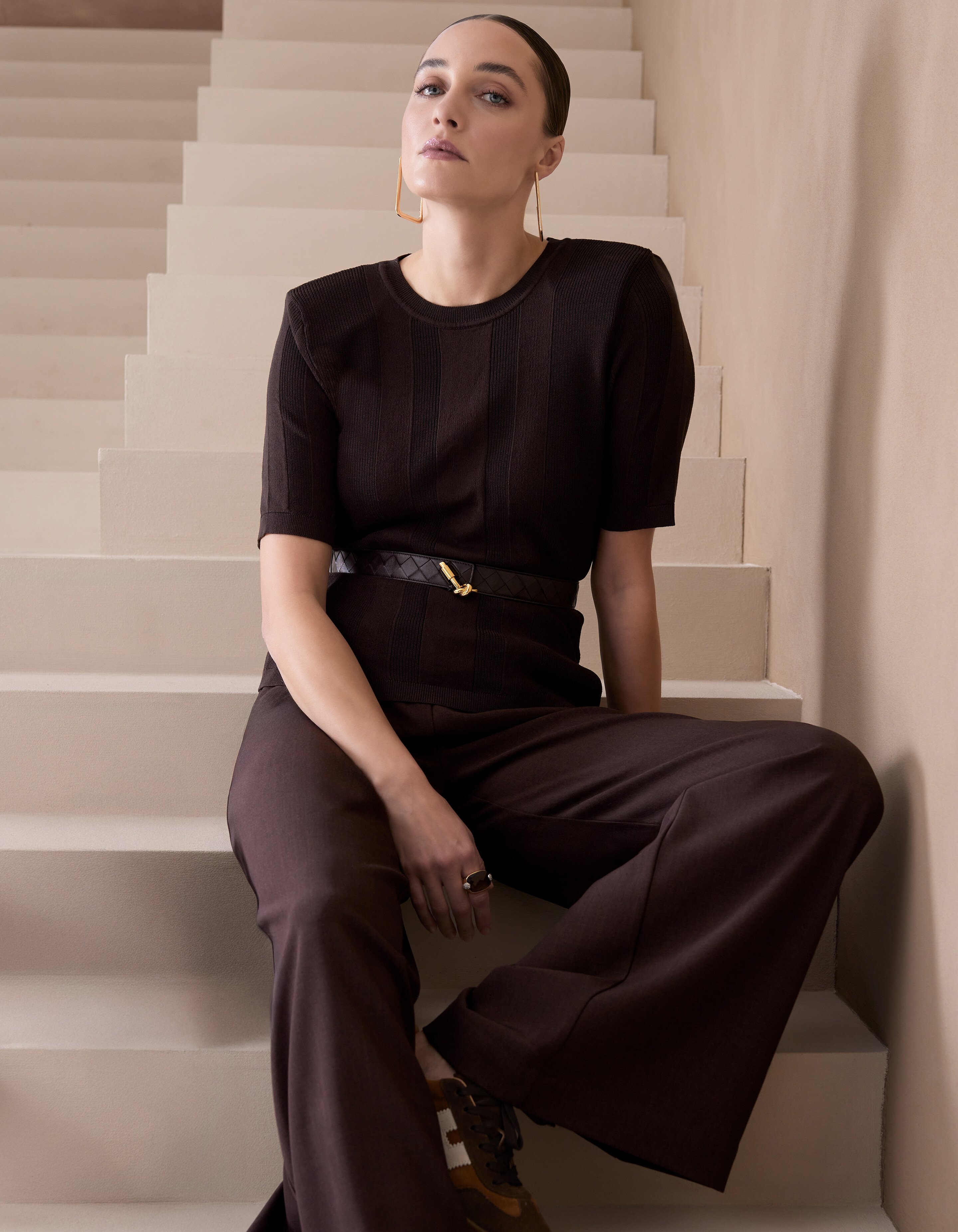 Wide Leg Fit Broek Donkerbruin By Mieke SHOEBY WOMEN