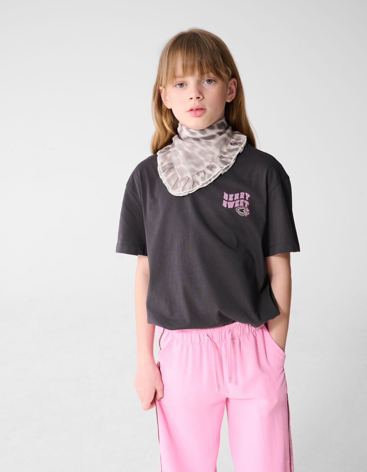 Strawberry Artwork T-shirt Dokergrijs SHOEBY GIRLS