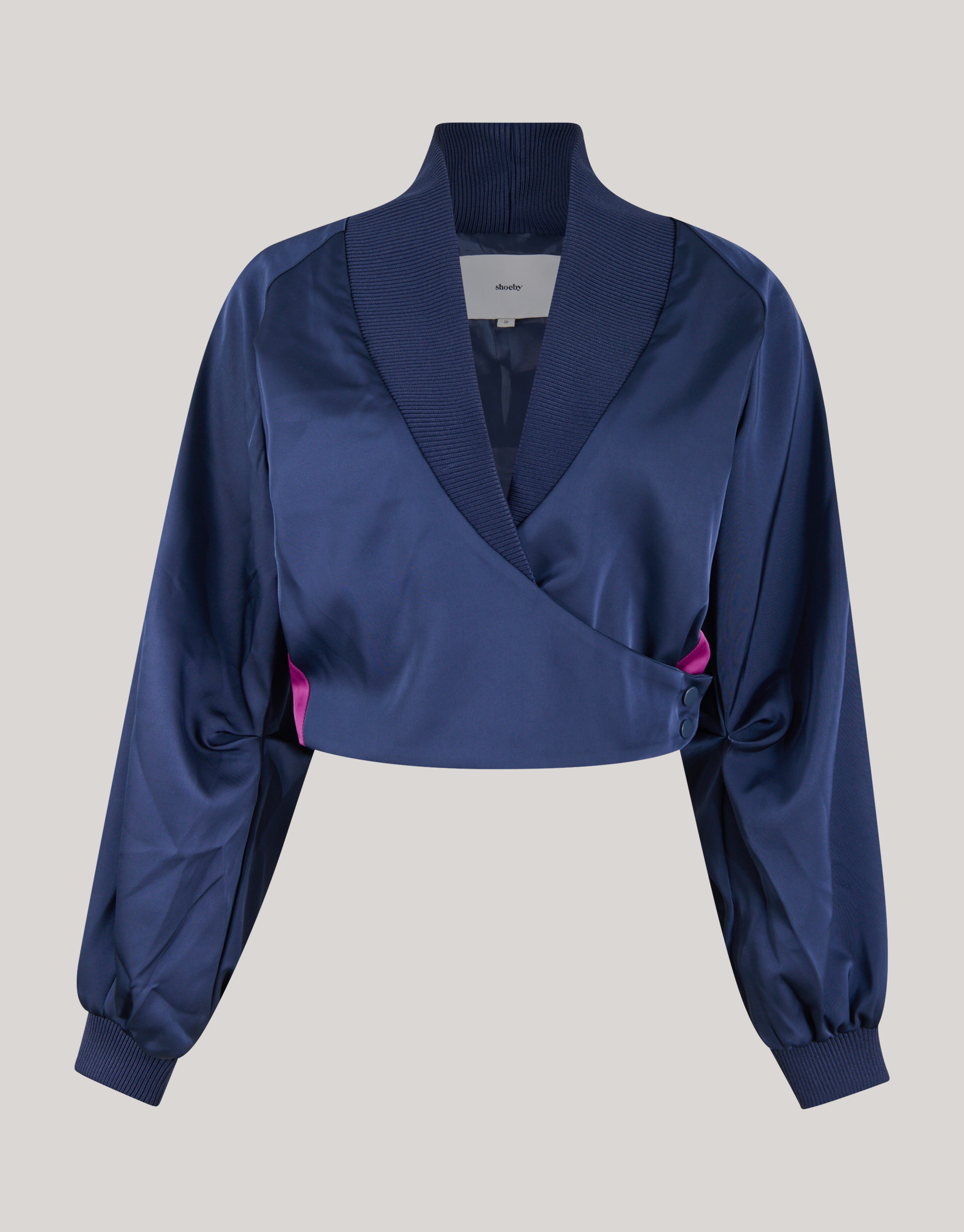 Satijnen Overslag Blouse Donkerblauw SHOEBY WOMEN