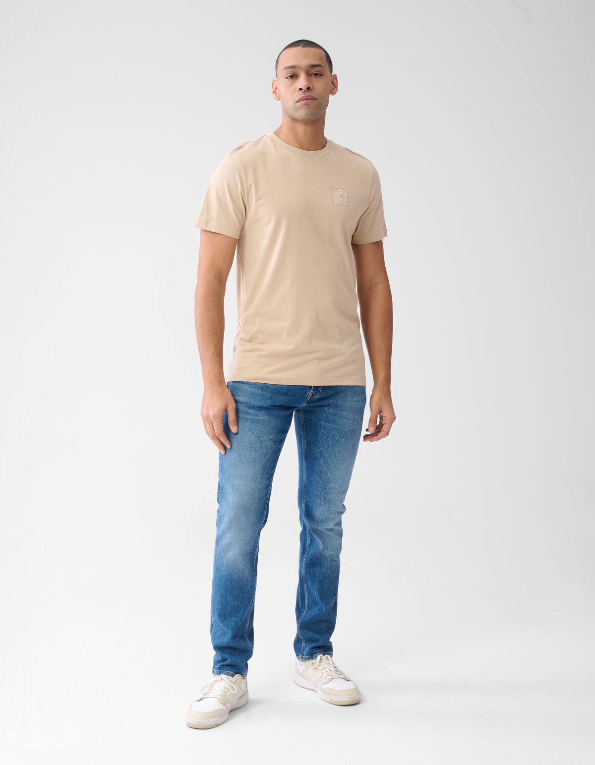 Flower Block T-shirt Zand SHOEBY MEN