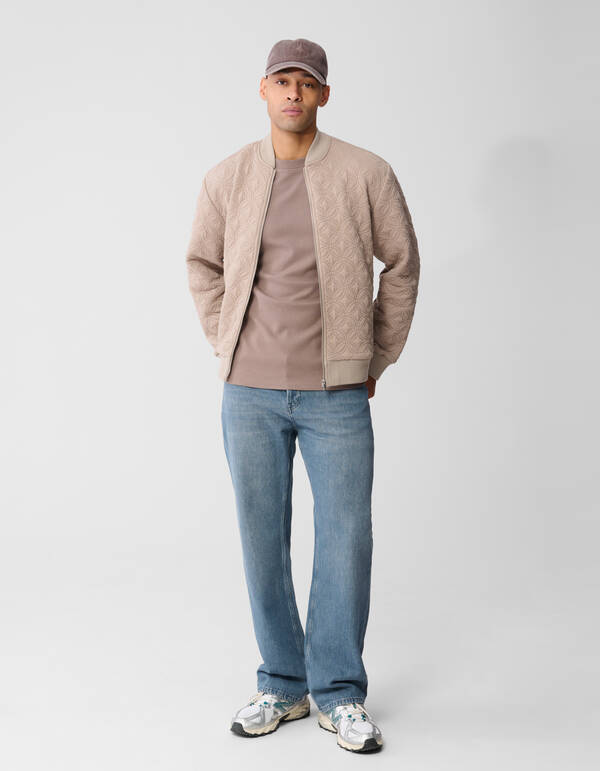 Embroidery Sweat Bomber Jack Lichtbruin SHOEBY MEN