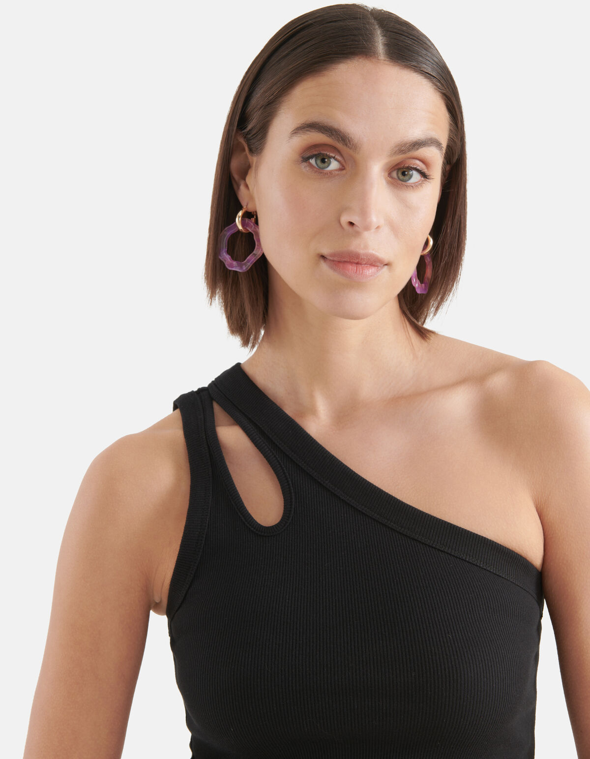 Asymmetrische Cut Out Top Zwart SHOEBY WOMEN