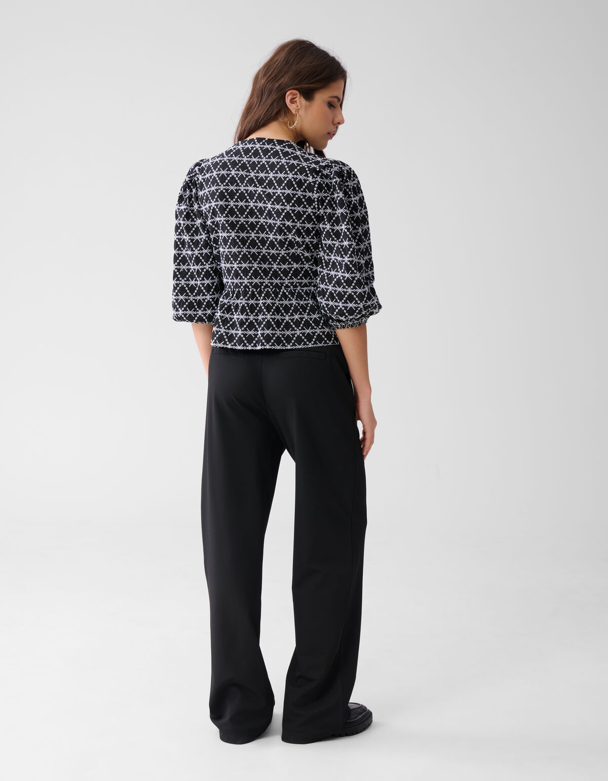 Printed Strik Blouse Zwart/Wit SHOEBY WOMEN