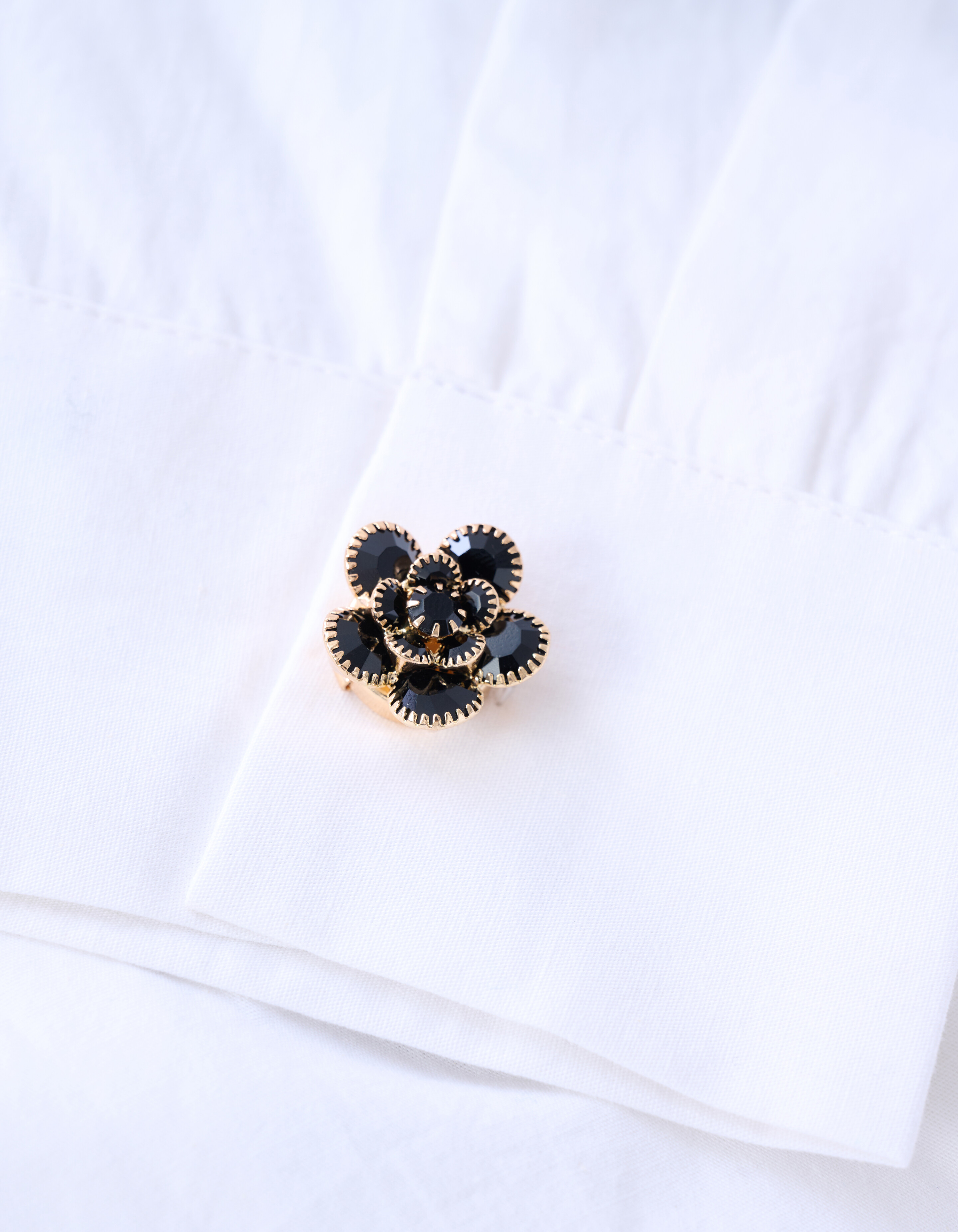 Strass Flower Knopen Clips Zwart SHOEBY ACCESSOIRES