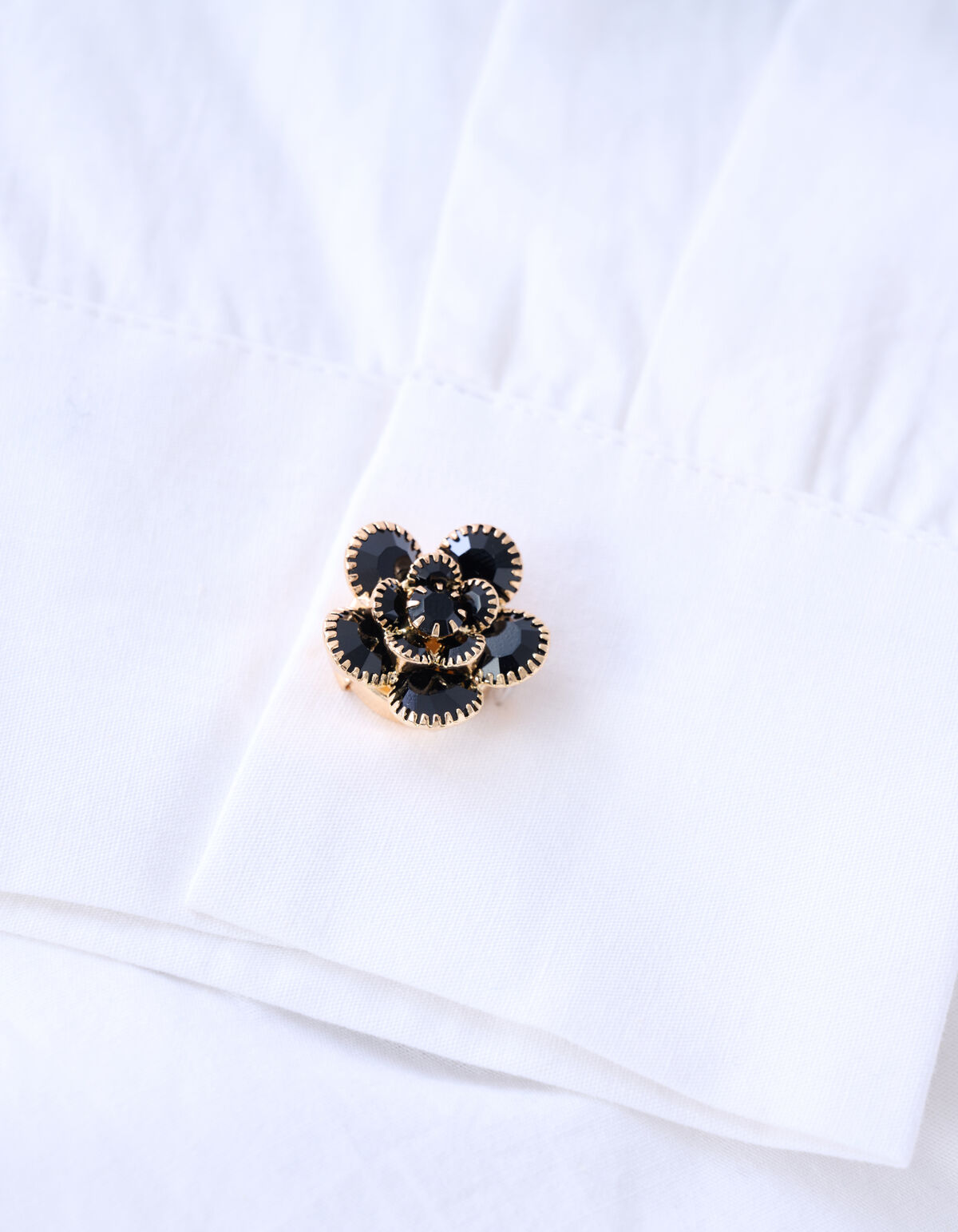 Strass Flower Knopen Clips Zwart SHOEBY ACCESSOIRES