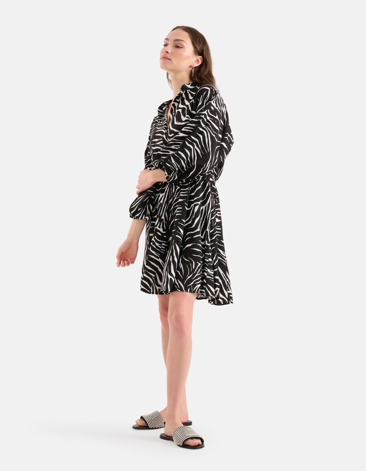 Zebra Print Jurk Zwart/Wit SHOEBY WOMEN
