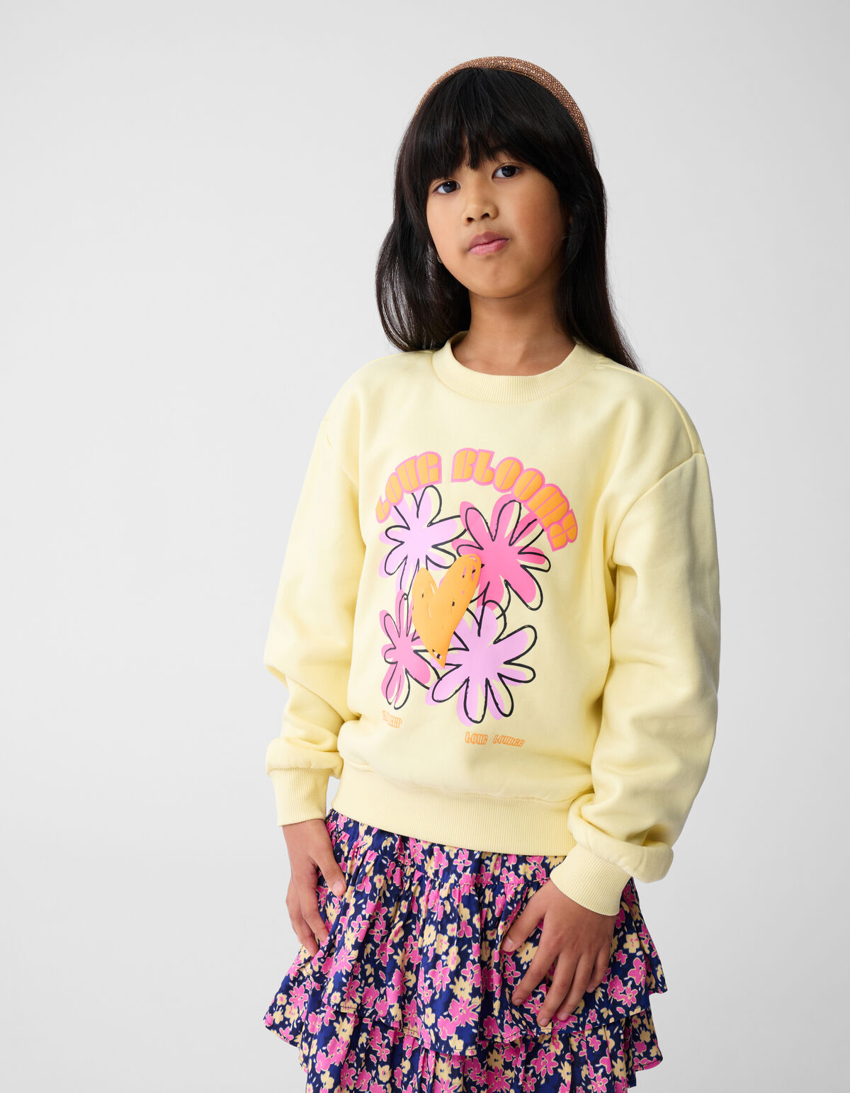 Bloem Artwork Sweater Lichtgeel SHOEBY GIRLS